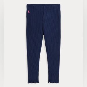 Ralph Lauren Size 18 Months Blue Ribbed Leggings with Pink Logo